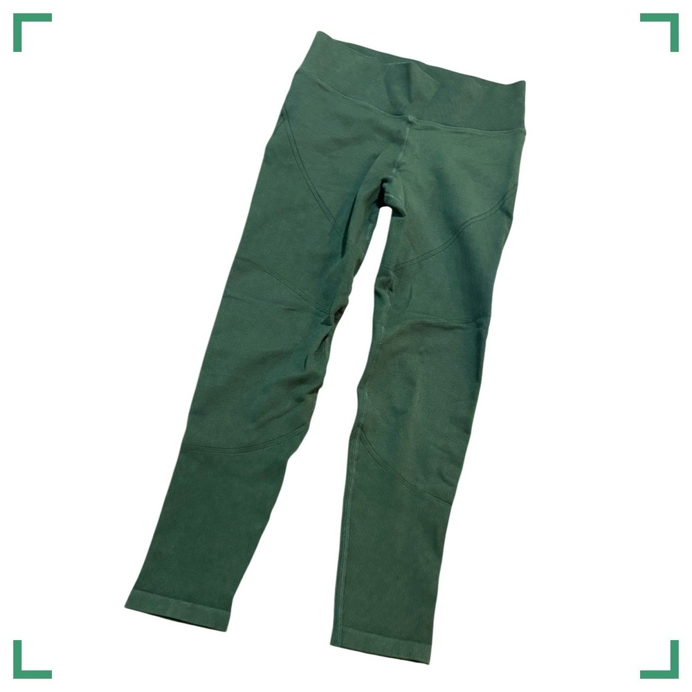 AERIE OFFLINE Womens M Dark Green High Rise Textured Ribbed Leggings 7/8 Length